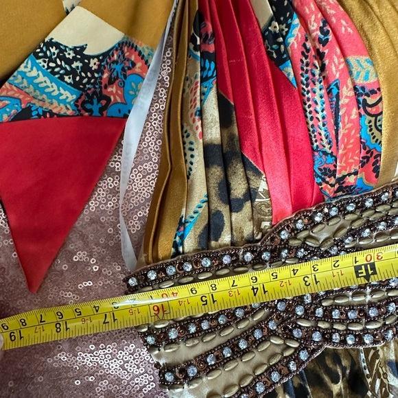 Bicici Vtg Colorful Pleated Maxi Dress With Rhinestones, XL, Romantic, Feminine - Picture 7 of 9